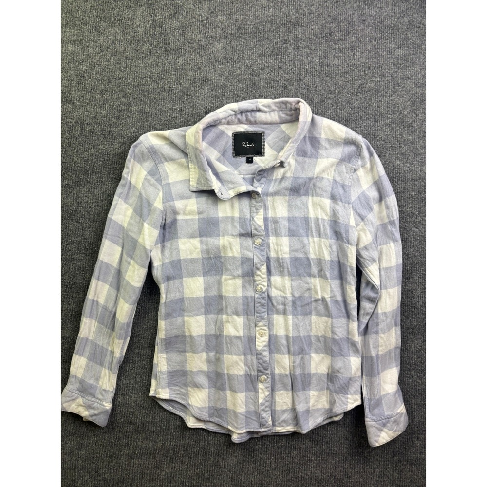Rails Button Down Shirt Womens Medium Blue White‎ Buffalo Check Plaid Flannel